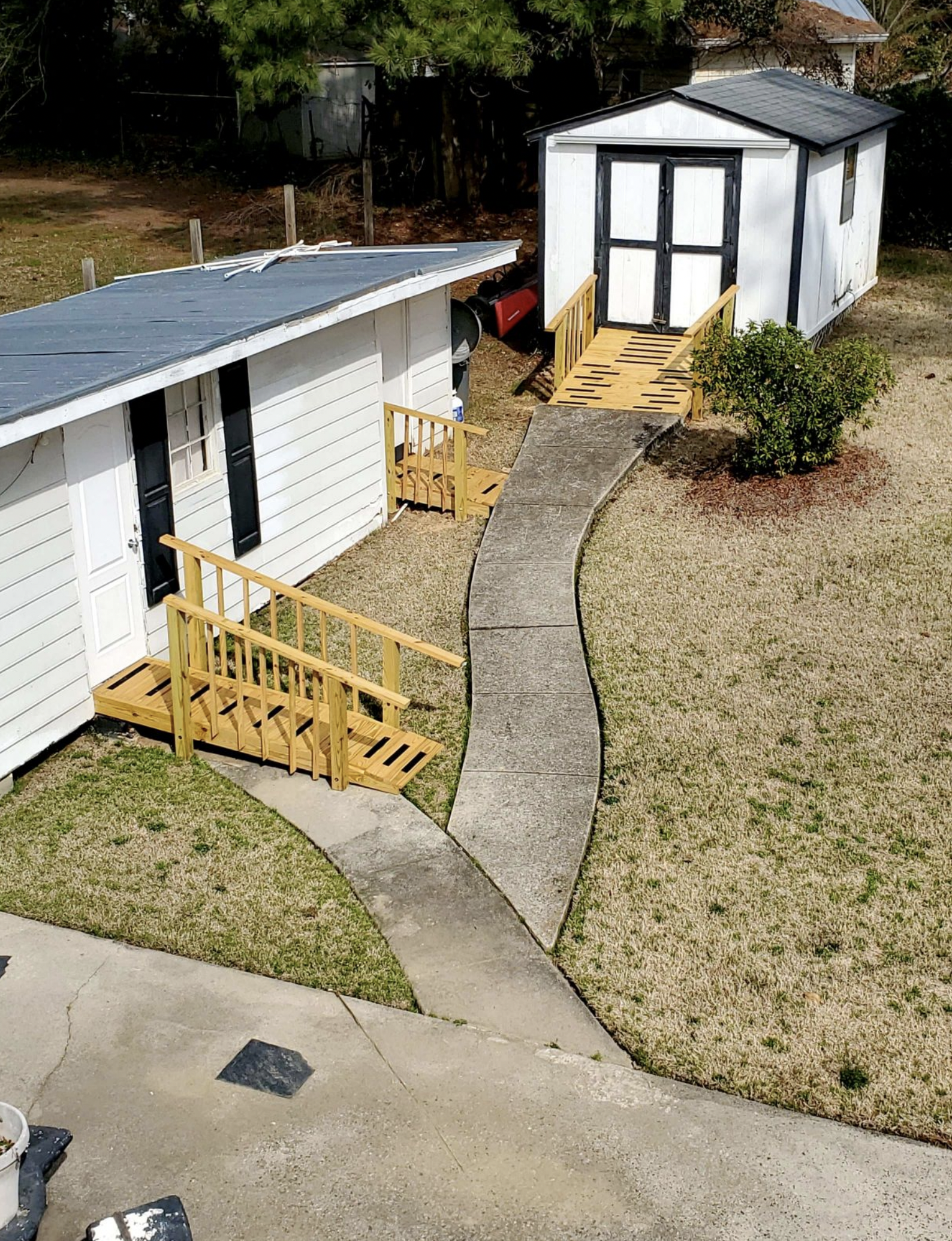 Perry's sheds after the repairs.